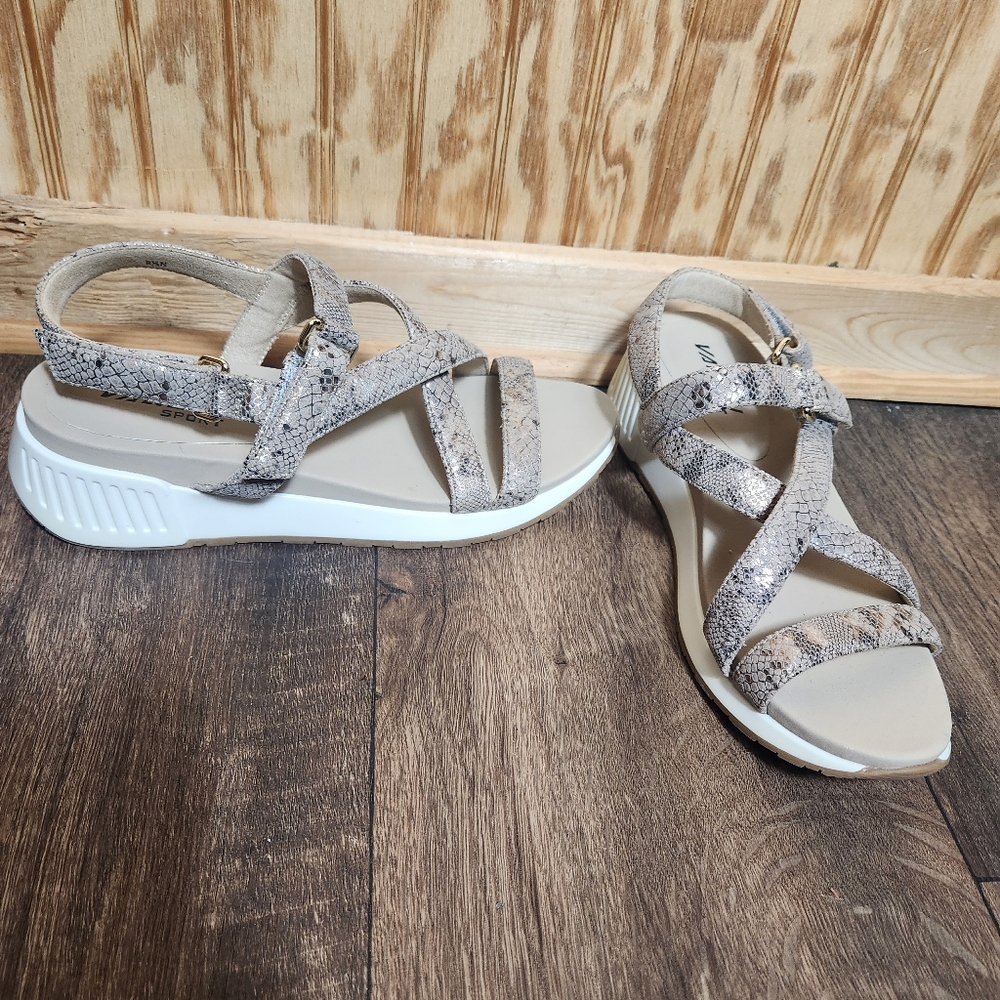 New Vaneli Sport Trevin Snake Slingback Wedge Sandals